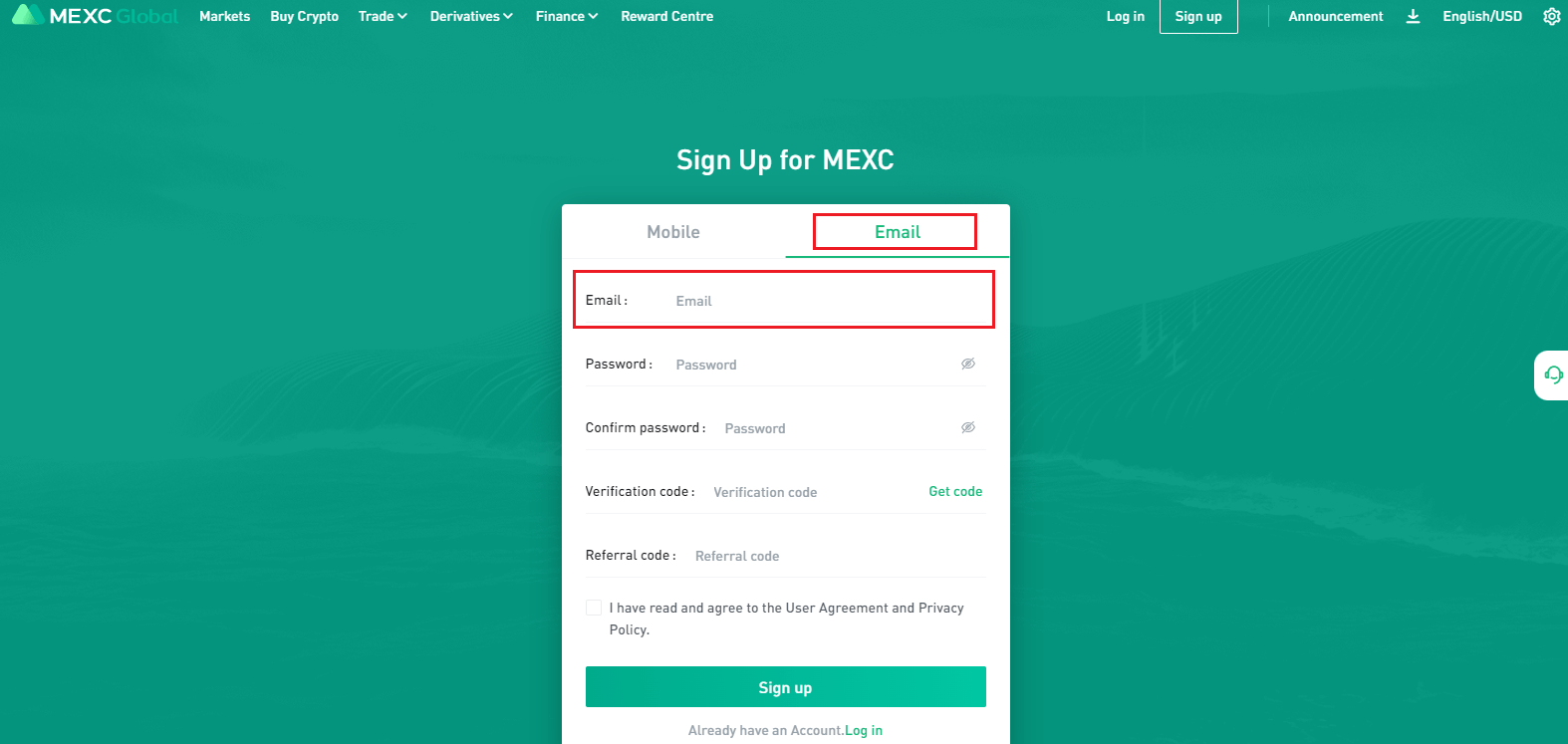 كيفية إنشاء حساب والتسجيل في MEXC